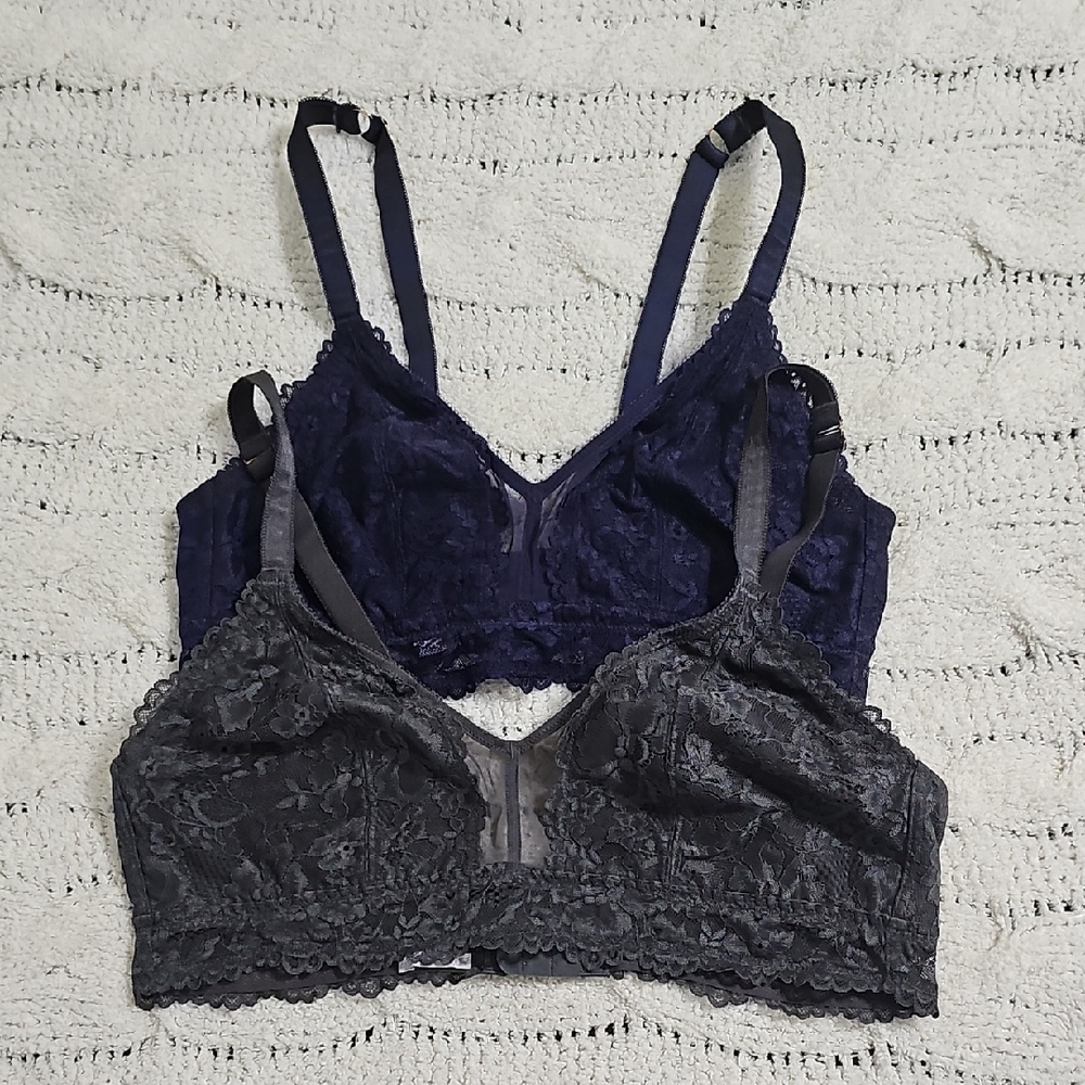 Savage X Fenty Lace Bralette Set in Gray and Purple XL